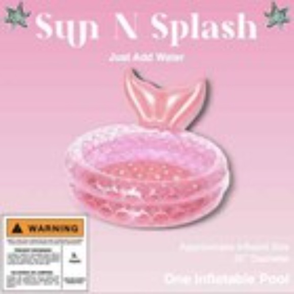 New Sun N Splash Pink Mermaid Inflatable Kiddie Pool – Summer Fun for Kids - Picture 3 of 8